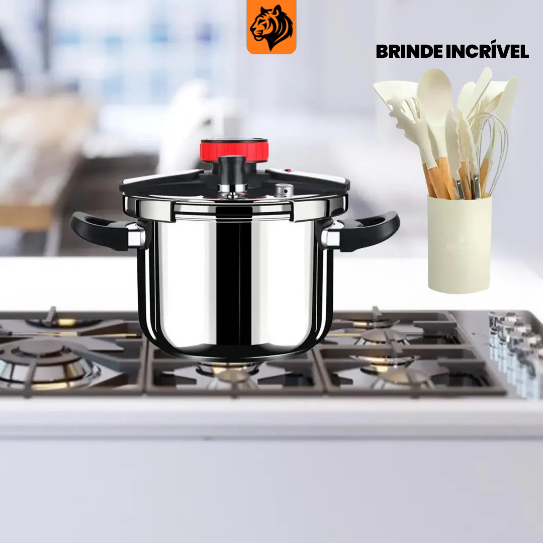 Panela de Pressão Anti-Explosão + BRINDE: Kit Utensílios