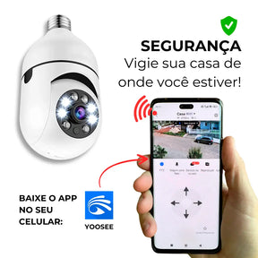[LEVE 4 PAGUE 1] Câmera de Segurança 360° HD com Visão Noturna + BRINDES: Tranca Elétrica + Refletor LED