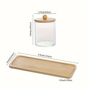 Conjunto de Potes Porta Cotonetes com Tampa e Bandeja