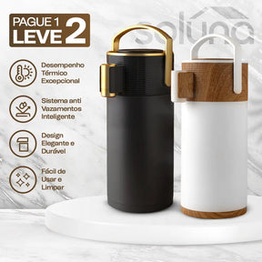 [PAGUE 1 LEVE 2] Garrafa Térmica CaféLux® + BRINDE: Conjunto 4 Xícaras de Porcelana