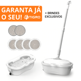 Mop Elétrico + BRINDES: Módulos de Limpeza e Tanque Suporte